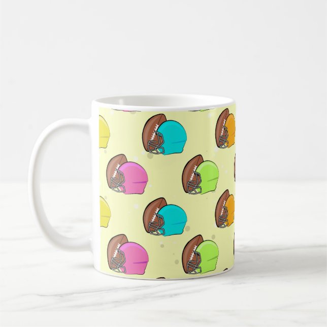 Caneca De Café Futebol americano - Capacetes e Bola Coloridos (Esquerda)