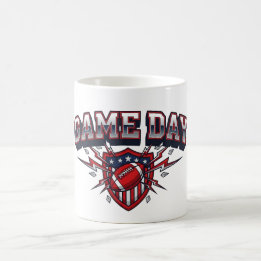 Caneca De Café Futebol Americano Dia de Jogo Escudo Patriótico Es