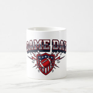 Caneca De Café Futebol Americano Dia de Jogo Escudo Patriótico Es