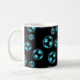 Caneca De Café Futebol / Cores de Futebol em Padrões Azul