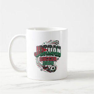 Caneca De Café Futebol da Jordânia 2026 Futebol Bold Tipografia P