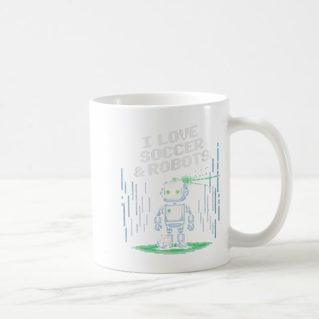 Caneca De Café Futebol de Amor Fofo & Robôs Apenas um Rapaz que A (Direita)