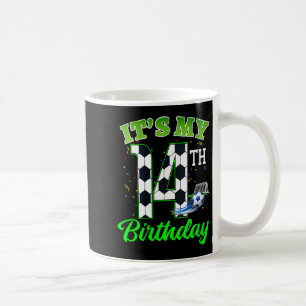 Caneca De Café Futebol de Aniversário de 14 Anos de Mulheres Meni