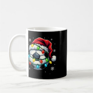 Caneca De Café Fútebol de Natal Chapéu do Papai Noel Luzes de Nat