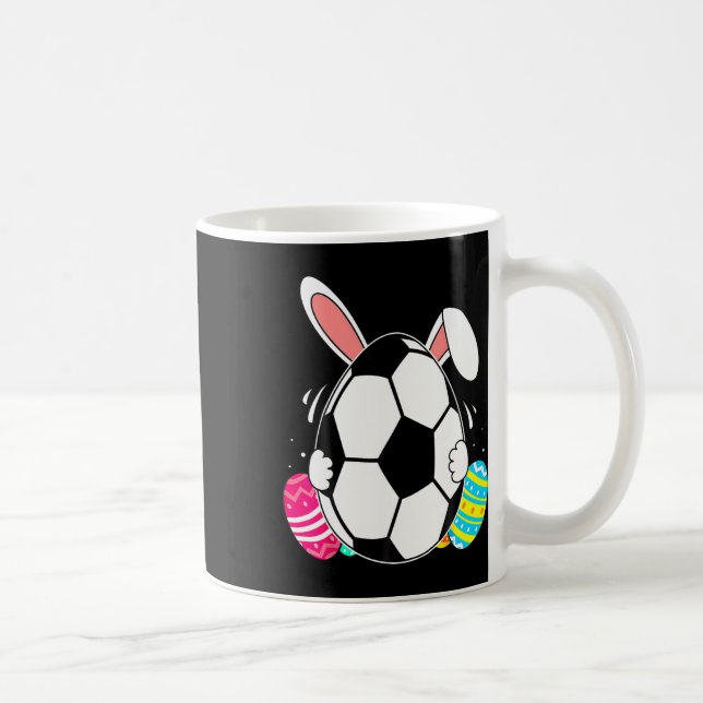 Caneca De Café Futebol engraçado com orelhas de coelho dia de Pás (Direita)