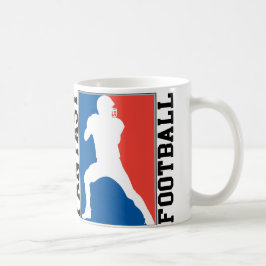 Caneca De Café Futebol fantástico, logotipo vermelho branco e azu