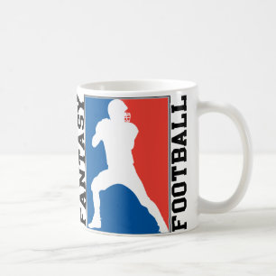 Caneca De Café Futebol fantástico, logotipo vermelho branco e azu