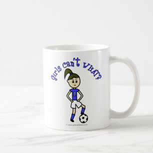 Caneca De Café Futebol feminino claro em uniforme azul