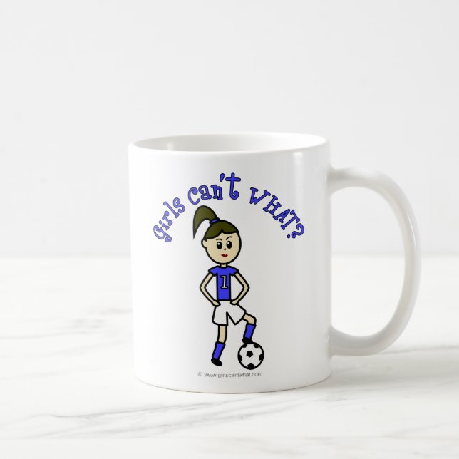Caneca De Café Futebol feminino claro em uniforme azul (Direita)