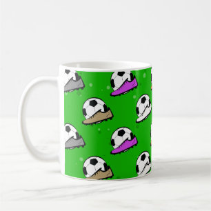 Caneca De Café Futebol / Futebol - Bolas e Botas Padrão Sem Costu