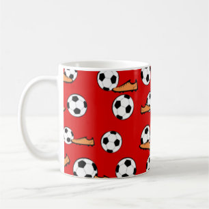 Caneca De Café Futebol / Futebol - Bolas e Botas Padrão Sem Costu