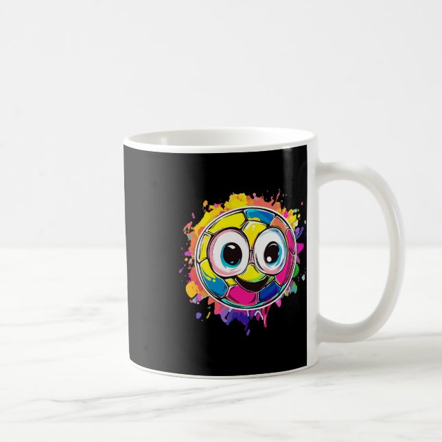 Caneca De Café Futebol Vibrante Ll Com Design De Rosto Feliz  (Direita)