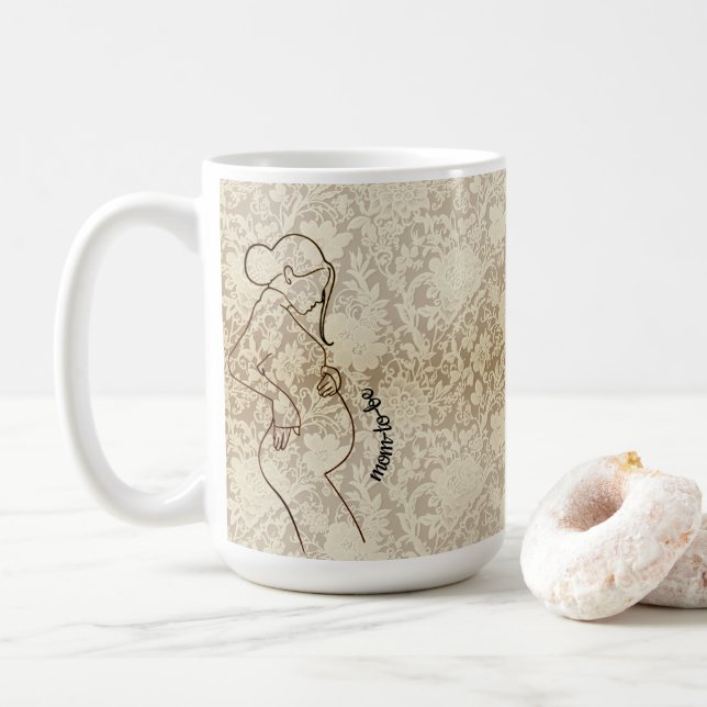 Caneca De Café Futura Mamãe Renda Falsa (Com Donut)
