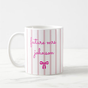 Caneca De Café Futura Senhora Personalizada Listrada Noiva Preste