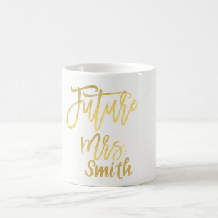 Caneca De Café FUTURA SRA. Gold Moderno Nome Personalizado Roteir