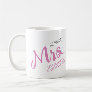 Caneca De Café Futura Sra. Nome Personalizado Noivado