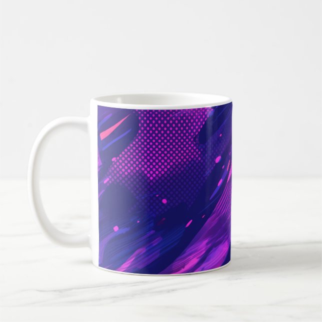 Caneca De Café 🎨 Futuristic Abstract Purple & Blue Pattern - Bol (Esquerda)