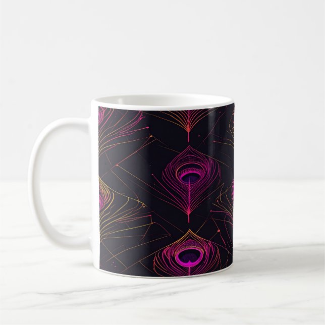Caneca De Café Futuristic Geometric Peacock & Neon Pulse mug (Esquerda)