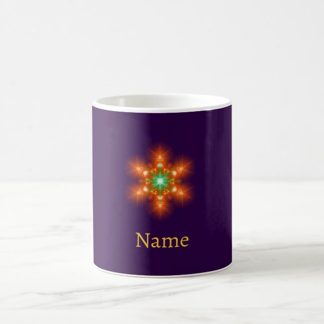 Caneca De Café Futuristic Neon Glow Flower Graphic (Centro)