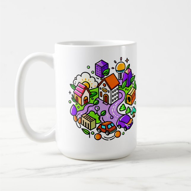 Caneca De Café Futuristic Ride: Psychedelic Car Journey (Esquerda)
