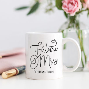Caneca De Café Futuro Casamento Sra. Preta Moderna Personalizada