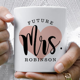 Caneca De Café Futuro Sra Coração Dourado Rosa Monograma Personal