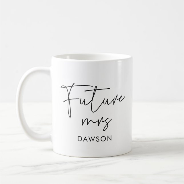 Caneca De Café Futuro Sra minimalista moderno personalizado (Esquerda)