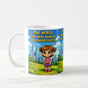 Caneca De Café Futuro vs. Passado Inocência perdida Cartoon senti