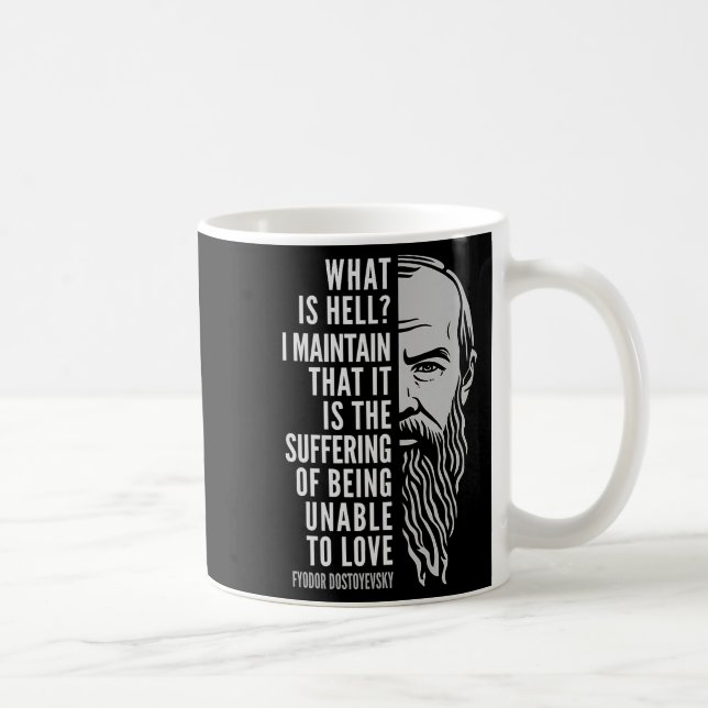 Caneca De Café Fyodor Dostoyevsky Retrato &amp; Inspirador Cotaçã (Direita)