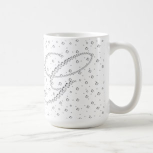 Caneca De Café G Monograma inicial Impressão de diamantes brancos