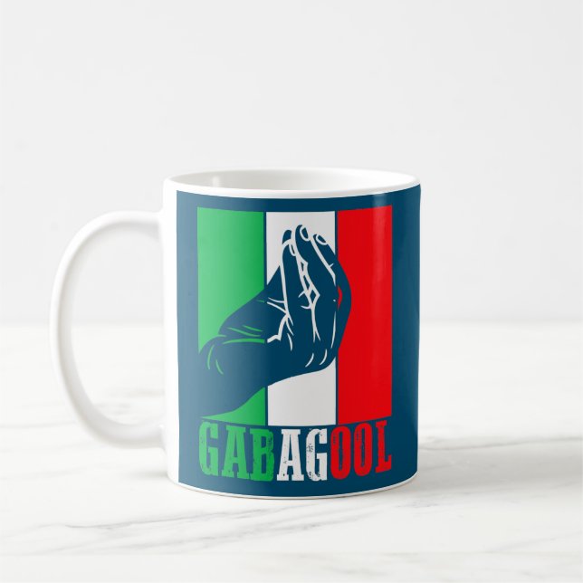 Caneca De Café Gabagool Carne Americana Italiana com Sinal de Mão (Esquerda)