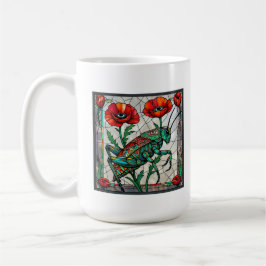 Caneca De Café Gafanhoto grilo vitral papoula flor olho
