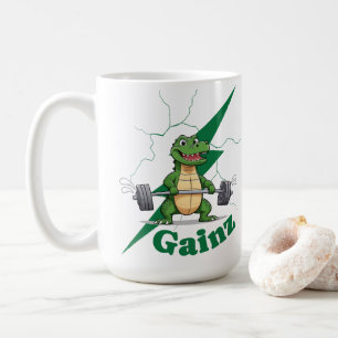 Caneca De Café Gainz Gym Crocodile   Workout de levantamento de p
