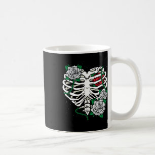 Caneca De Café Gaiola De Costelas Com Flores Halloween