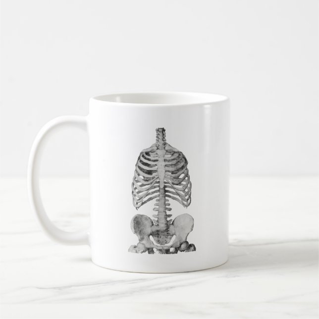 Caneca De Café Gaiola de Rib do Esqueleto de Halloween (Esquerda)