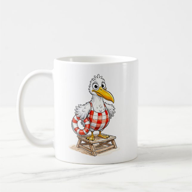 Caneca De Café Gaivota Cômica Guarda-Vidas Ave (Esquerda)
