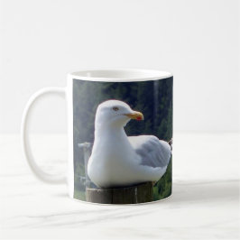 Caneca De Café Gaivota descansando sobre poste de cerca Vida Selv