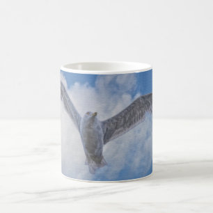 Caneca De Café Gaivota & nuvens de mar do vôo
