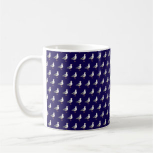 Caneca De Café Gaivota Pássaro Praia Oceano Costa Aquarela Azul