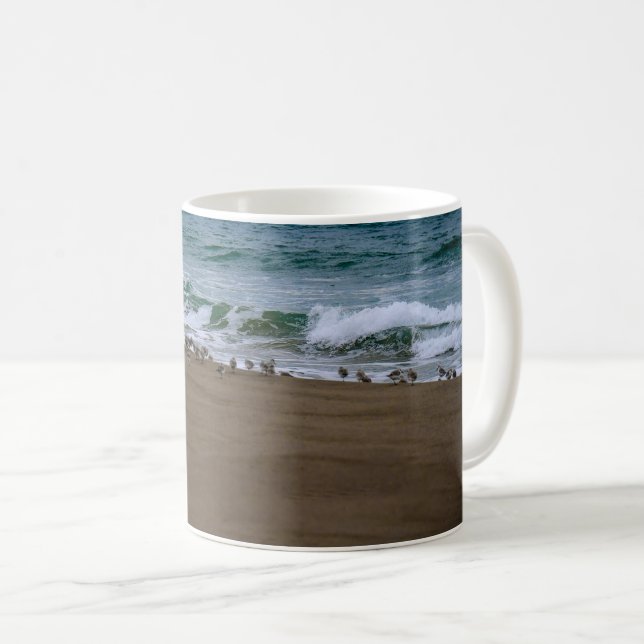 Caneca De Café Gaivotas na Praia (Frente Esquerda)