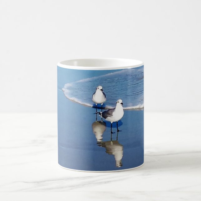 Caneca De Café Gaivotas na praia Clássica Mug (Centro)