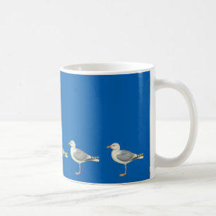 Caneca De Café Gaivotas sobre fundo azul