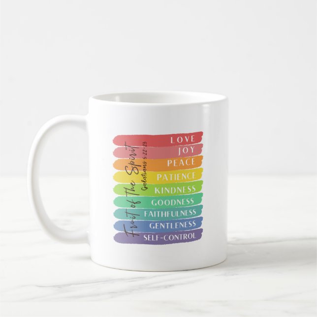 Caneca De Café Gálatas 5:22-23 Fruto do Espírito (Esquerda)