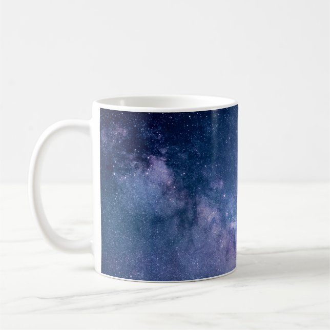 Caneca De Café Galáxia azul e roxa digital (Esquerda)