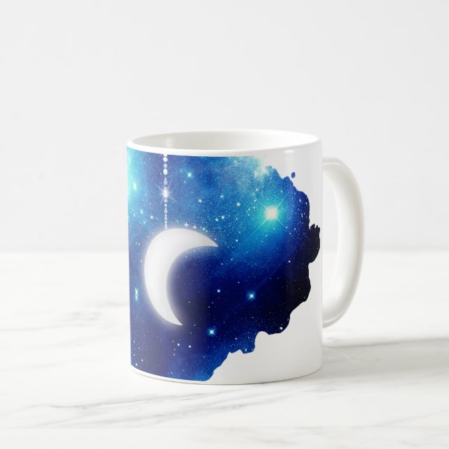 Caneca De Café Galáxia celestial da lua estelar (Frente Esquerda)