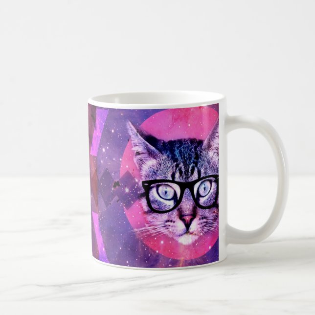 Caneca De Café Galáxia Roxa de Gato de Espaço em 2016 Personaliza (Direita)