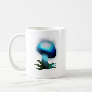 Caneca De Café Galáxia Shiitake Brilhante Cogumelo Azul Claro