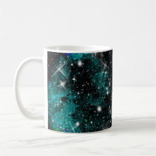 Caneca De Café Galáxia Violeta Verde Estrela Via Láctea