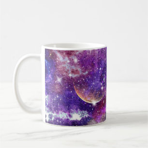 Caneca De Café Galáxia Violeta Via Láctea Com Planeta