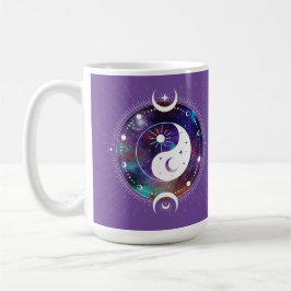 Caneca De Café Galáxia Yin Yang Roxana e Mística da Lua Crescente
